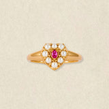 Ruby Pearl Heart Ring