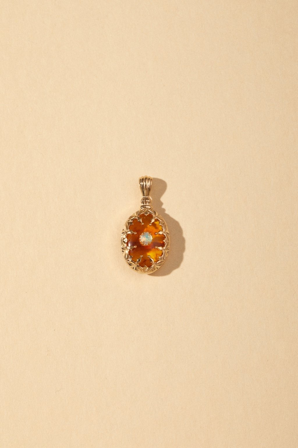 Amber Opaline Relic Necklace - CAMELLIA Simple Chain