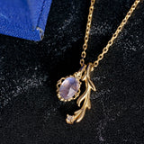 Celeste Lapis Leaf Necklace - CAMELLIA