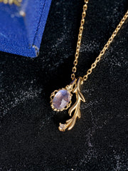 Celeste Lapis Leaf Necklace - CAMELLIA