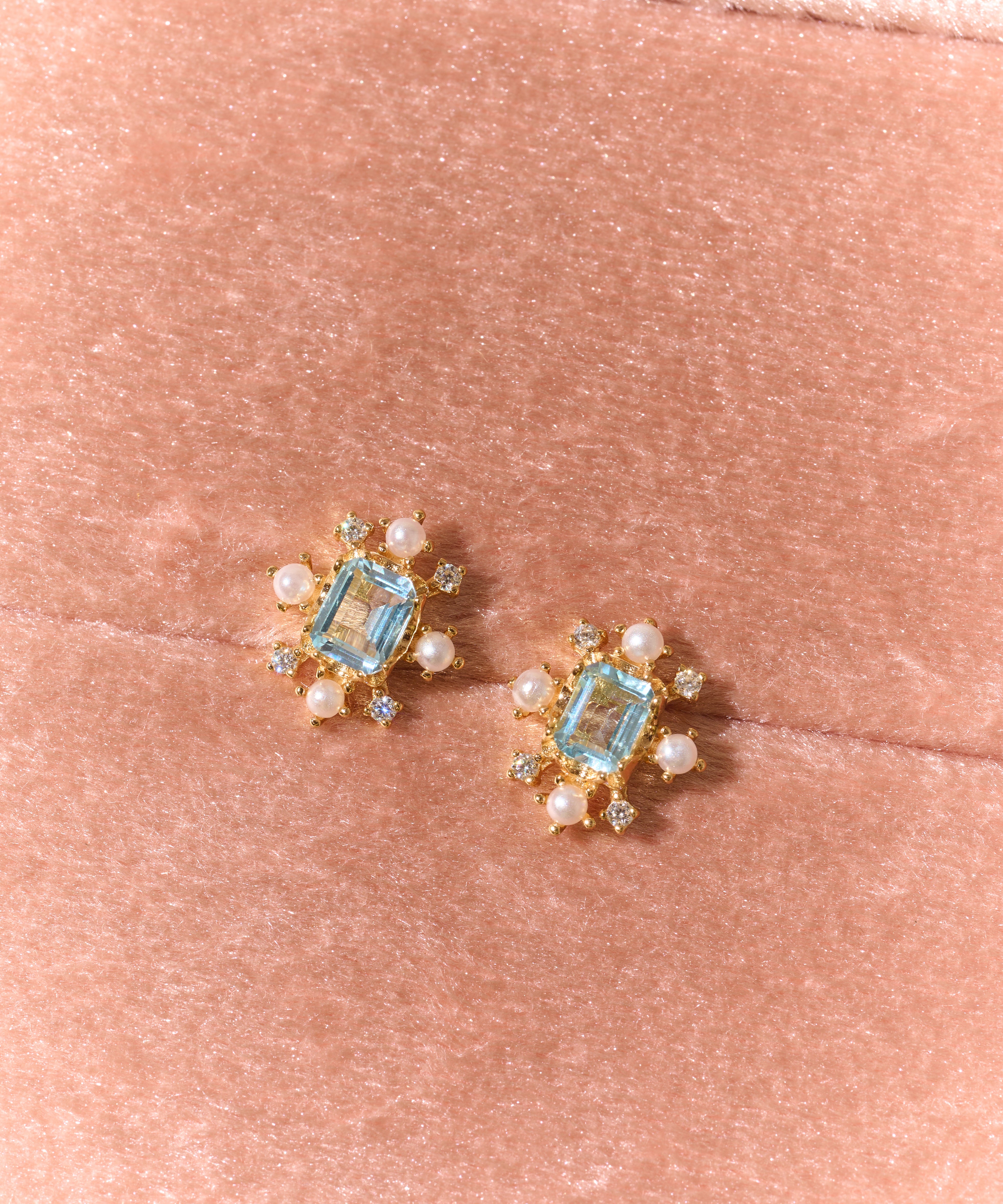 Seafoam Topaz Pearl Earrings