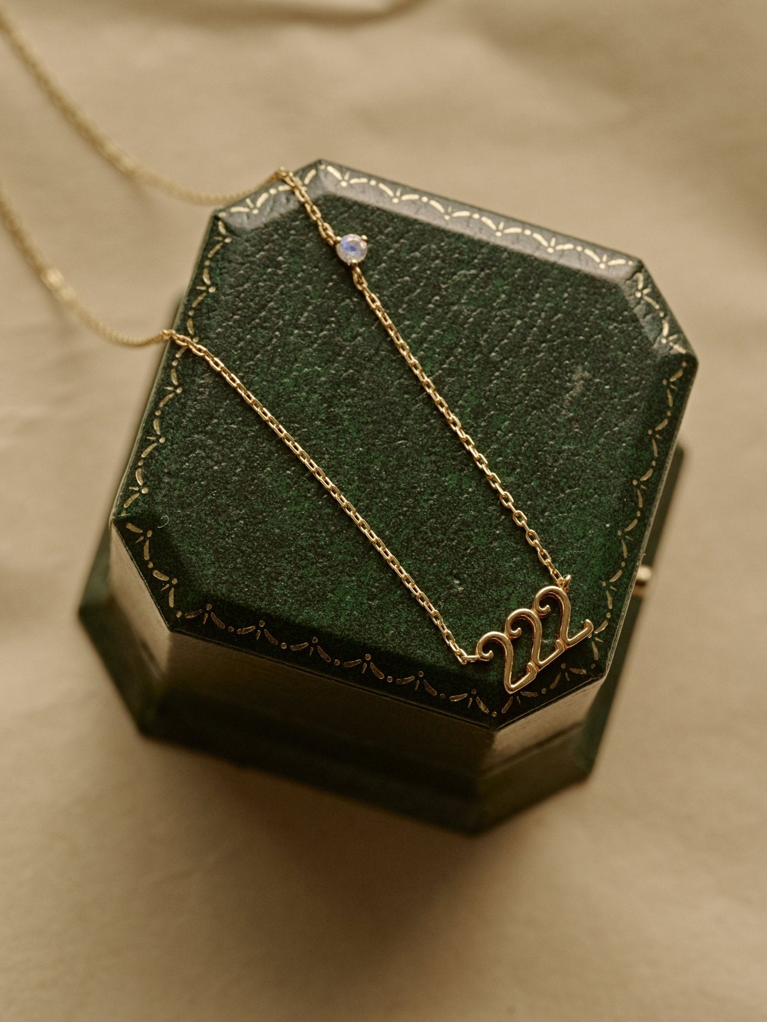 222 Angel Number Choker with Moonstone - CAMELLIA