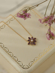 Camellia Amethyst Pearl Necklace