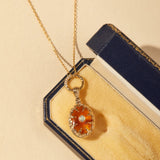 Amber Opaline Relic Necklace - CAMELLIA Circle Chain