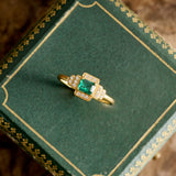 Emerald Deco Halo Ring