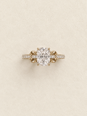 Elongated Cushion Lab-Grown Diamond Floral Engagement Ring in 18K Solid Gold