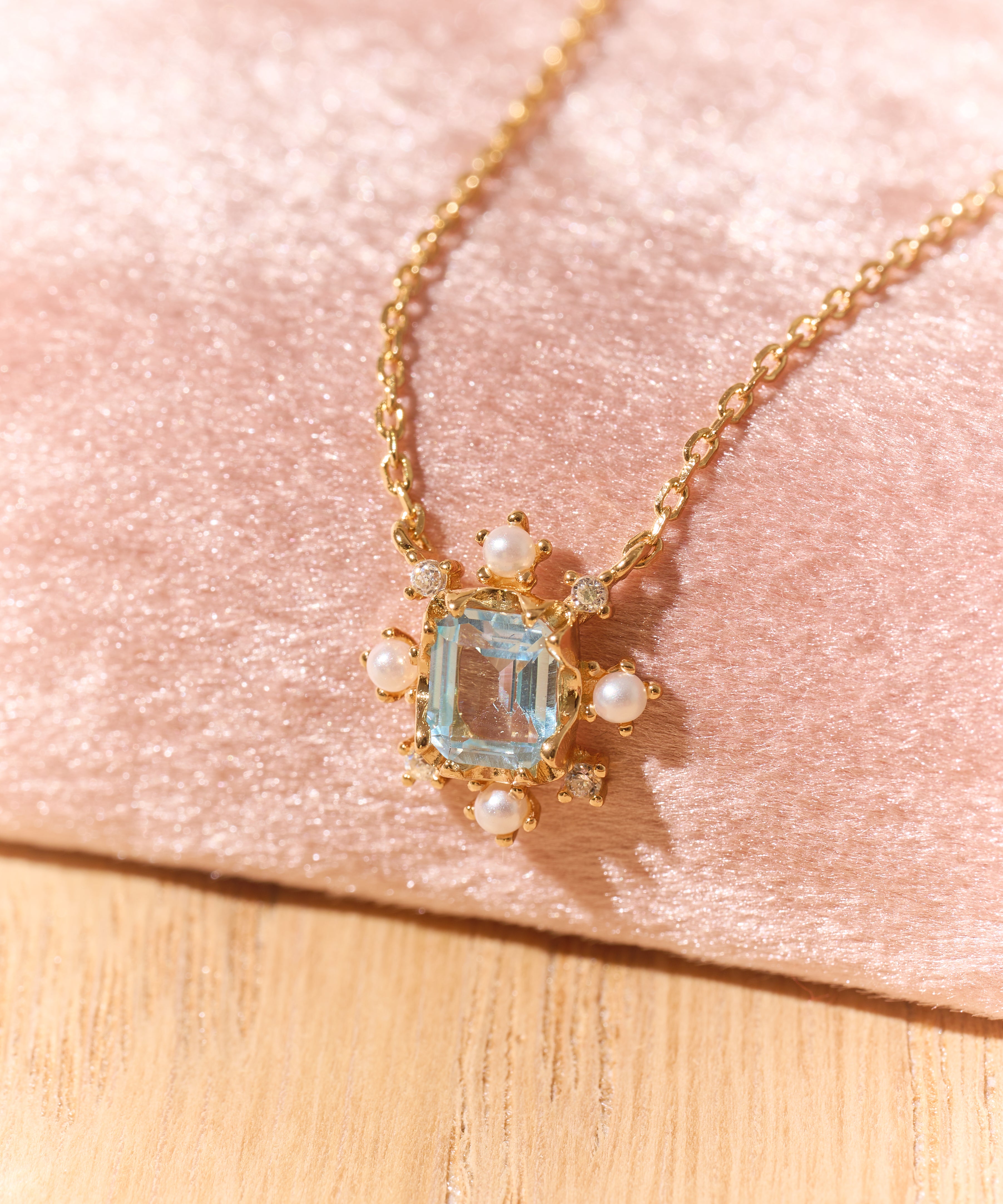 Seafoam Topaz Pearl Necklace