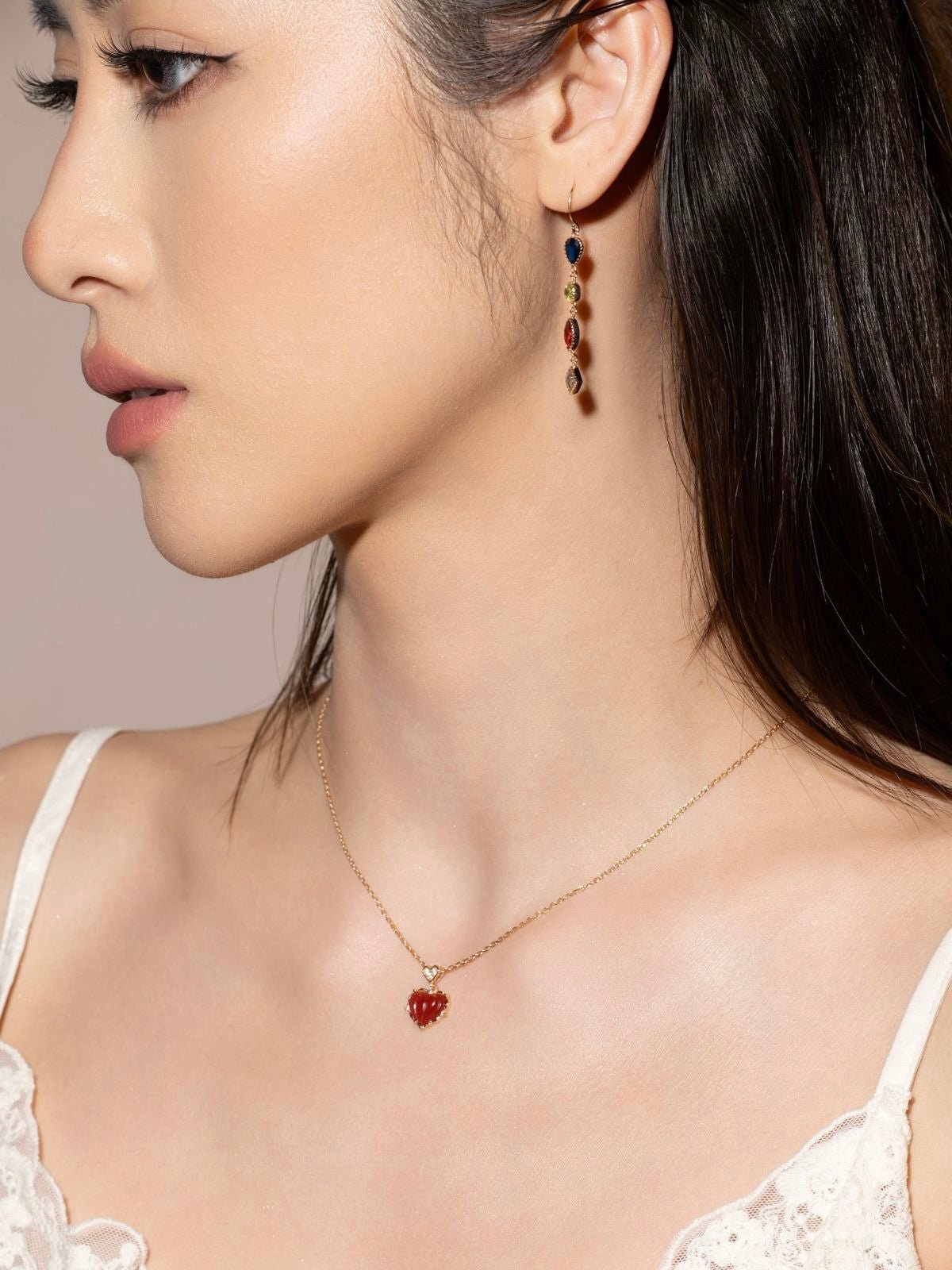 Solar Heart Agate Necklace - CAMELLIA