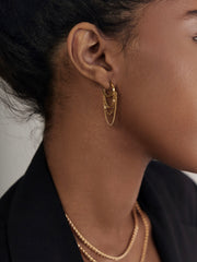 Sleeper Chain Hoop Earrings - CAMELLIA Yellow Gold