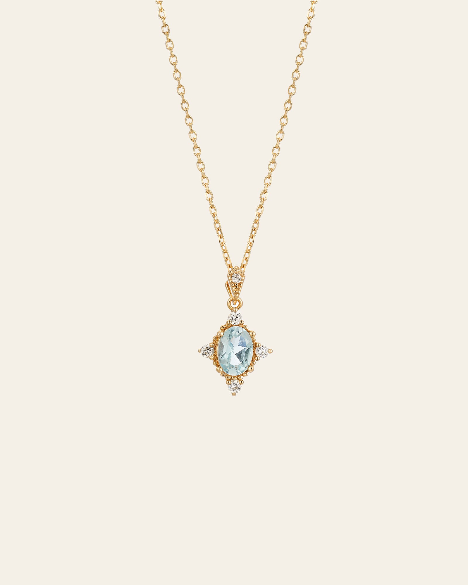 Gold Chain Mia Blue Topaz Necklace  by Camellia Nyc