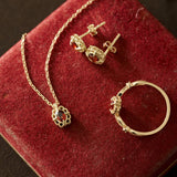 Regal Rosette Garnet Jewelry Set - CAMELLIA 5