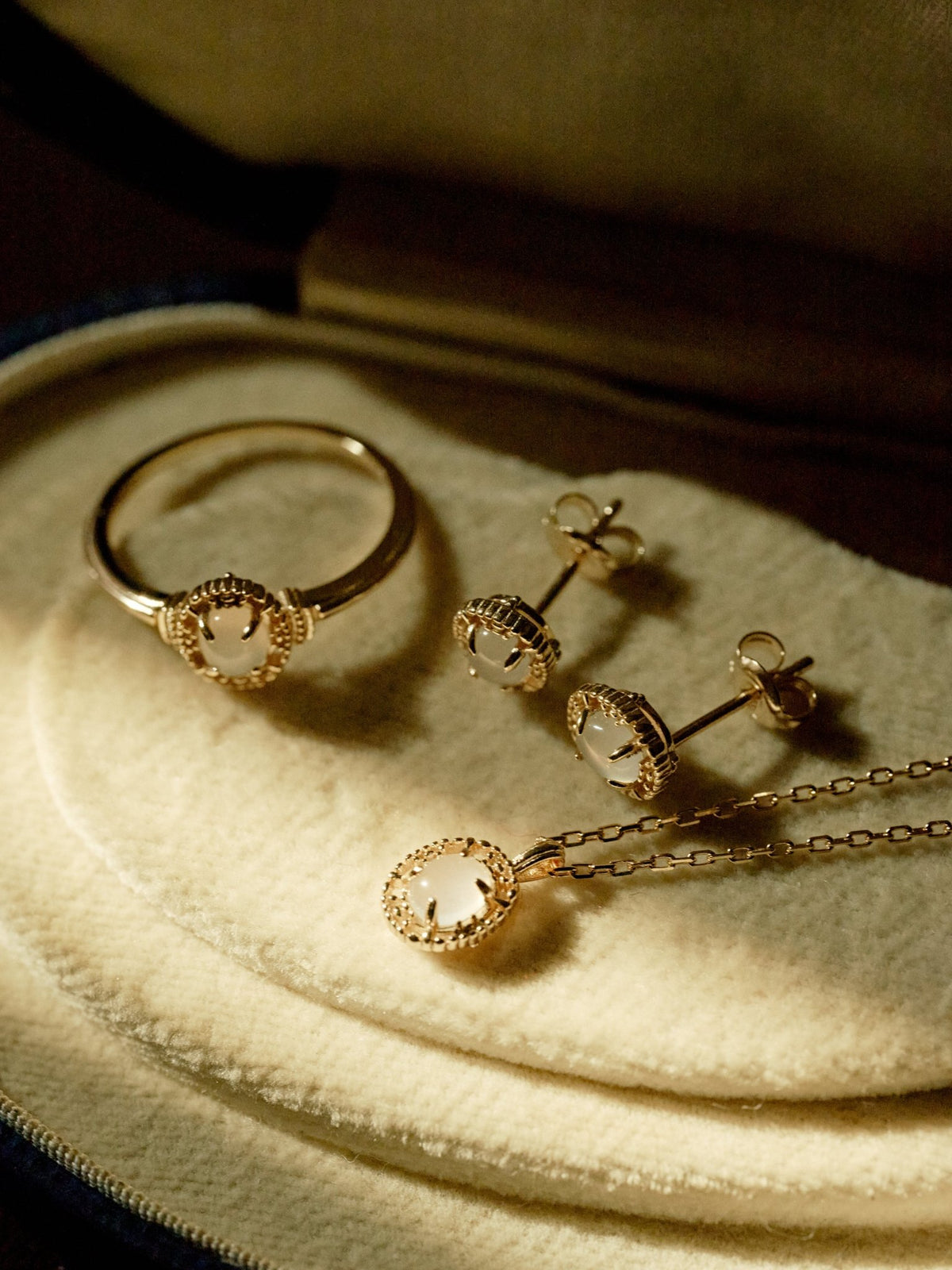 Moonstone Halo Jewelry Set