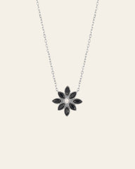 Cámellia Black Onyx Pearl Necklace - CAMELLIA 18" Silver