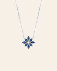 Cámellia Sapphire Pearl Necklace - CAMELLIA 18" White Gold