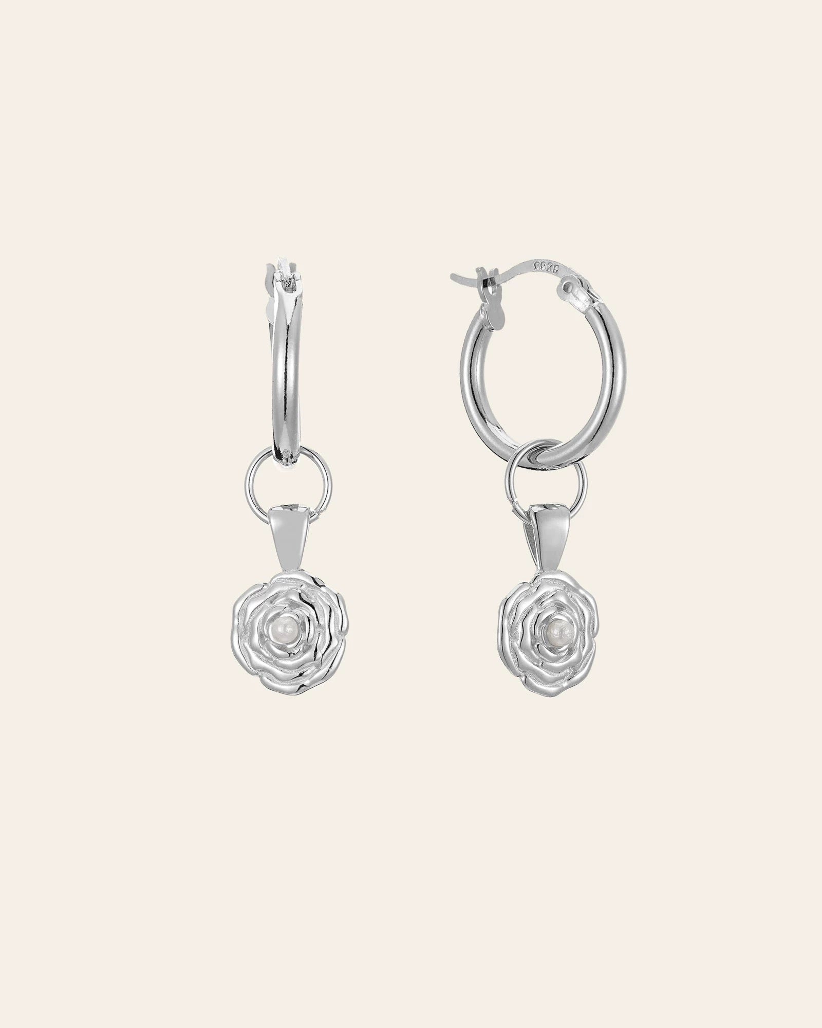 Elsa Rose Pearl Earrings - CAMELLIA White Gold