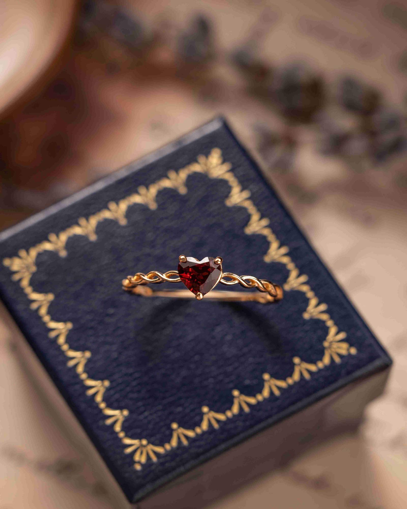 Rita Garnet Heart Ring