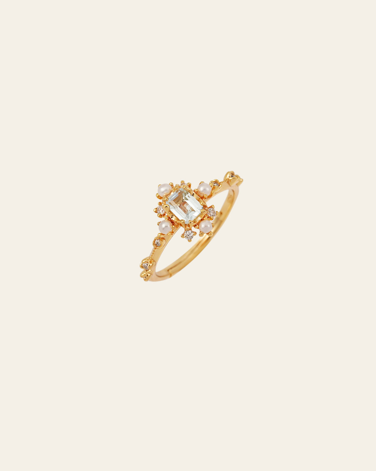 Snowlight Topaz Pearl Adjustable Ring