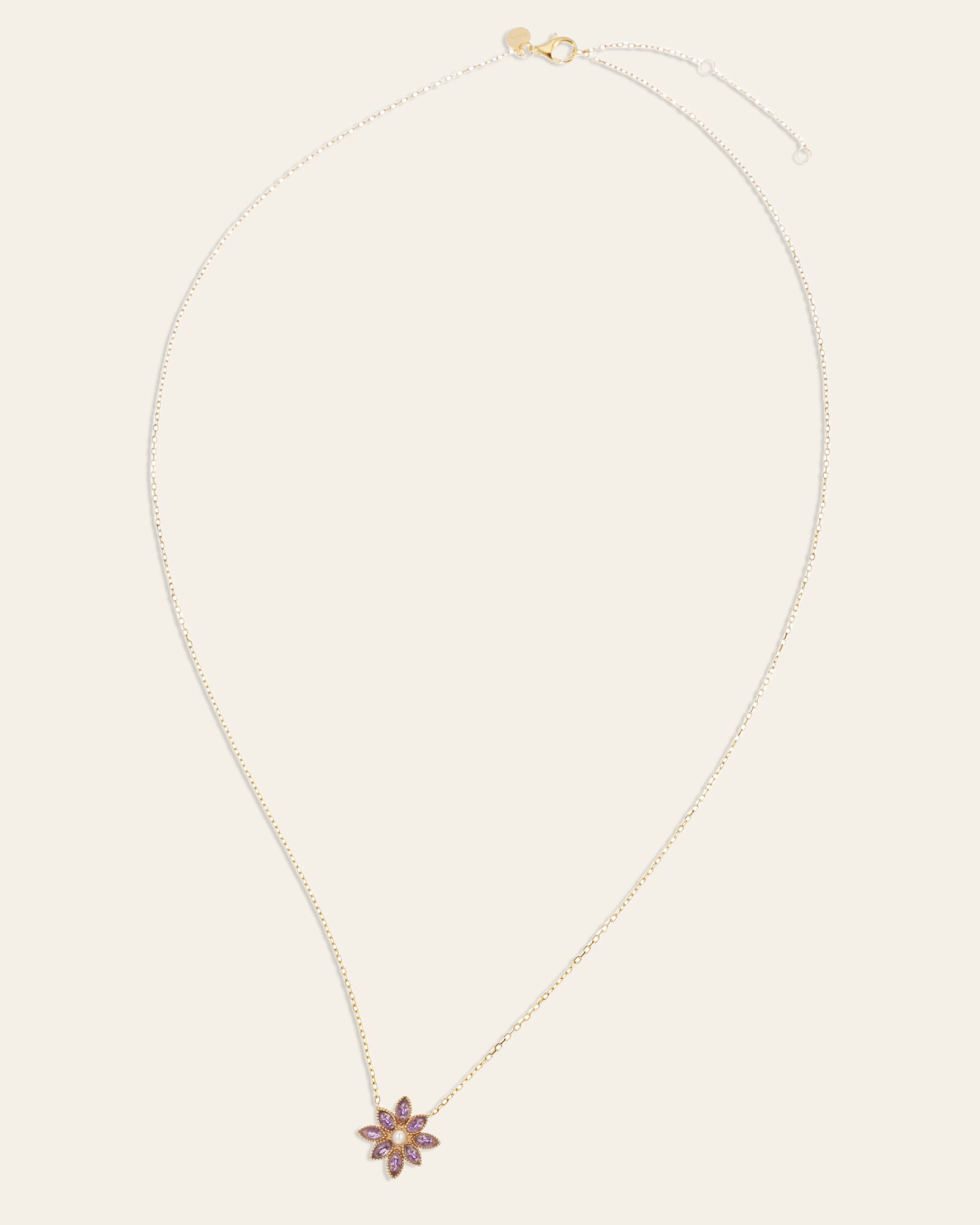 Cámellia Amethyst Pearl Necklace - CAMELLIA 18" Yellow Gold