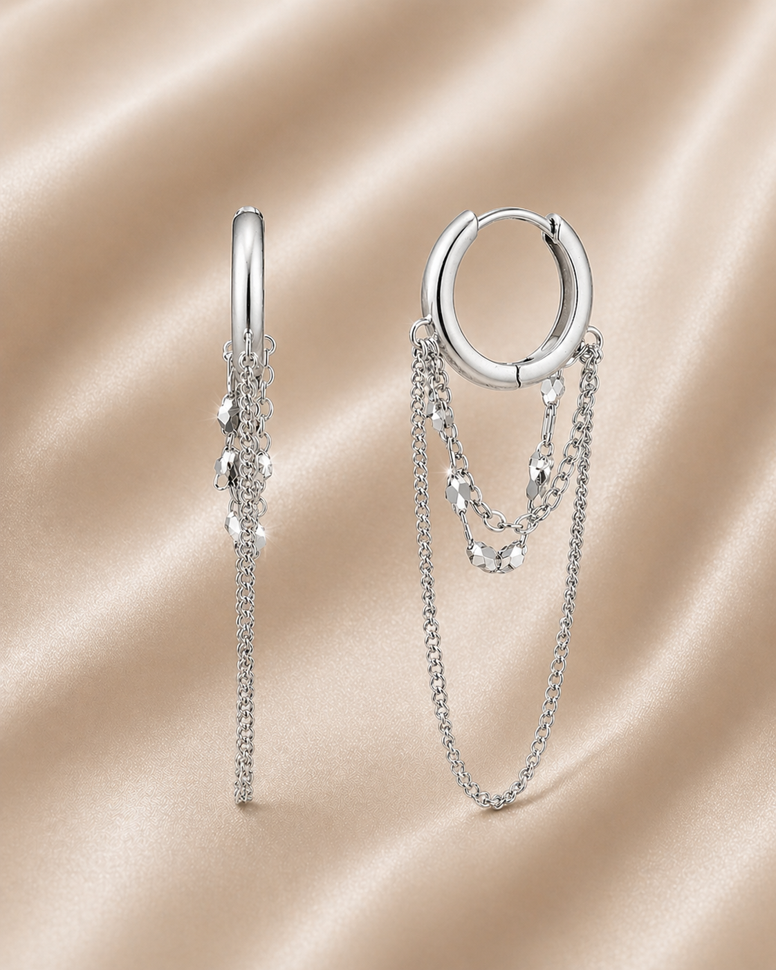 Sleeper Chain Hoop Earrings