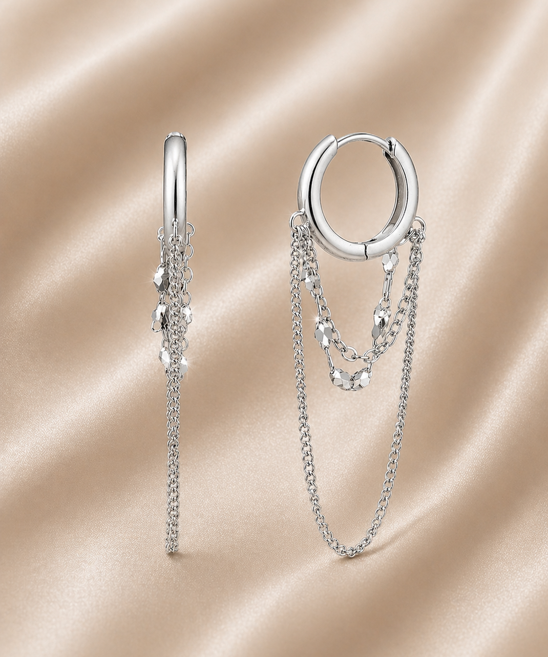 Sleeper Chain Hoop Earrings