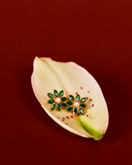 Emerald-Hued Stone & Freshwater Pearl Floral Earrings – Camellia