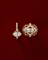 Marquise Lab-Grown Diamond Vintage Crest Ring in 18K Solid Gold