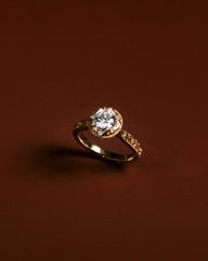 Round Lab-Grown Diamond Filigree Engagement Ring in 18K Solid Gold