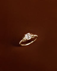 Elongated Cushion Lab-Grown Diamond Floral Engagement Ring in 18K Solid Gold
