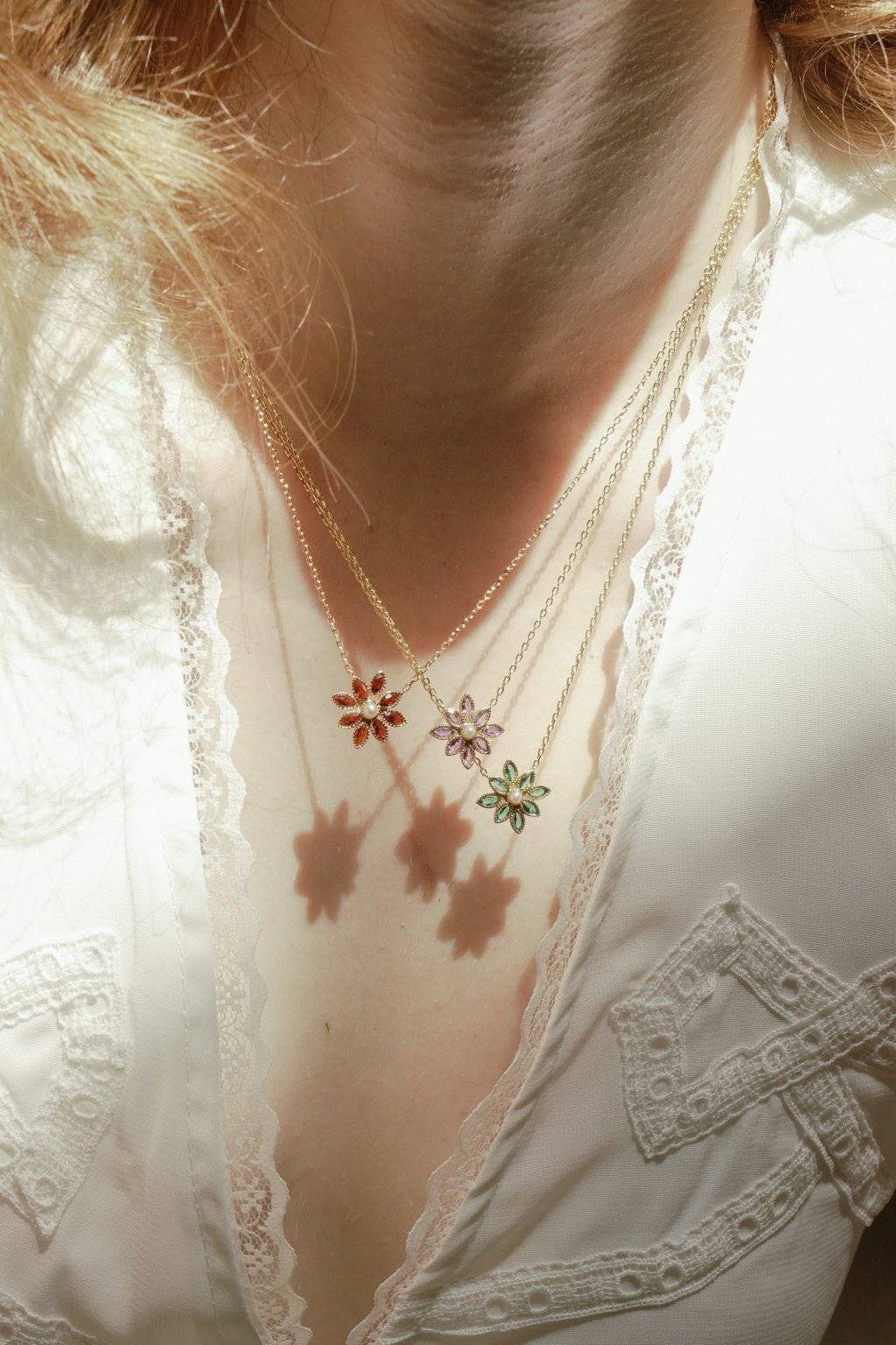 Cámellia Amethyst Pearl Necklace - CAMELLIA 18" Yellow Gold