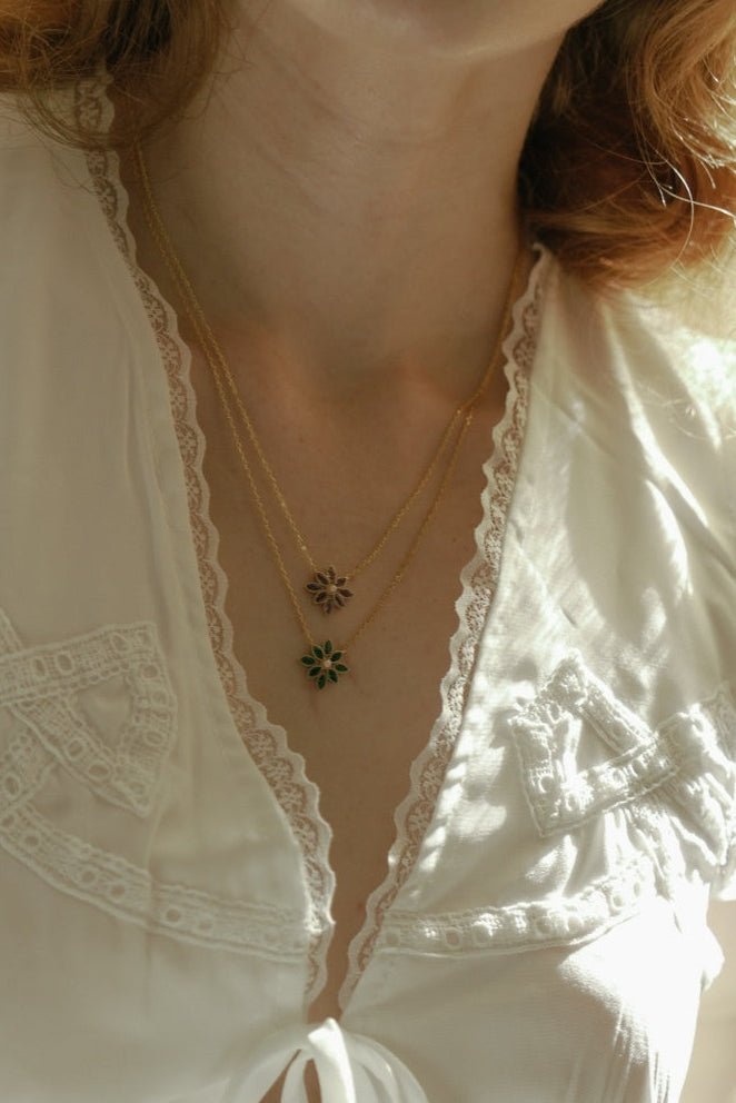 Cámellia Amethyst Pearl Necklace - CAMELLIA 18" White gold